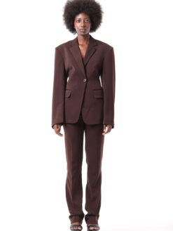 model wearing a brown jacket and pants for Online shopping kuwait clothes